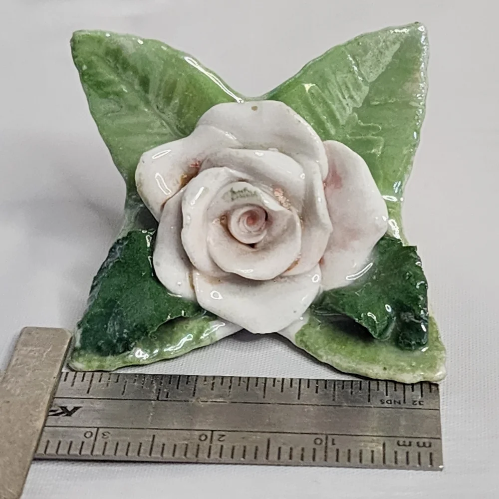 Elfinware Place Card Holders Ceramic Light Pink Rose Germany Set of 5 Vintage